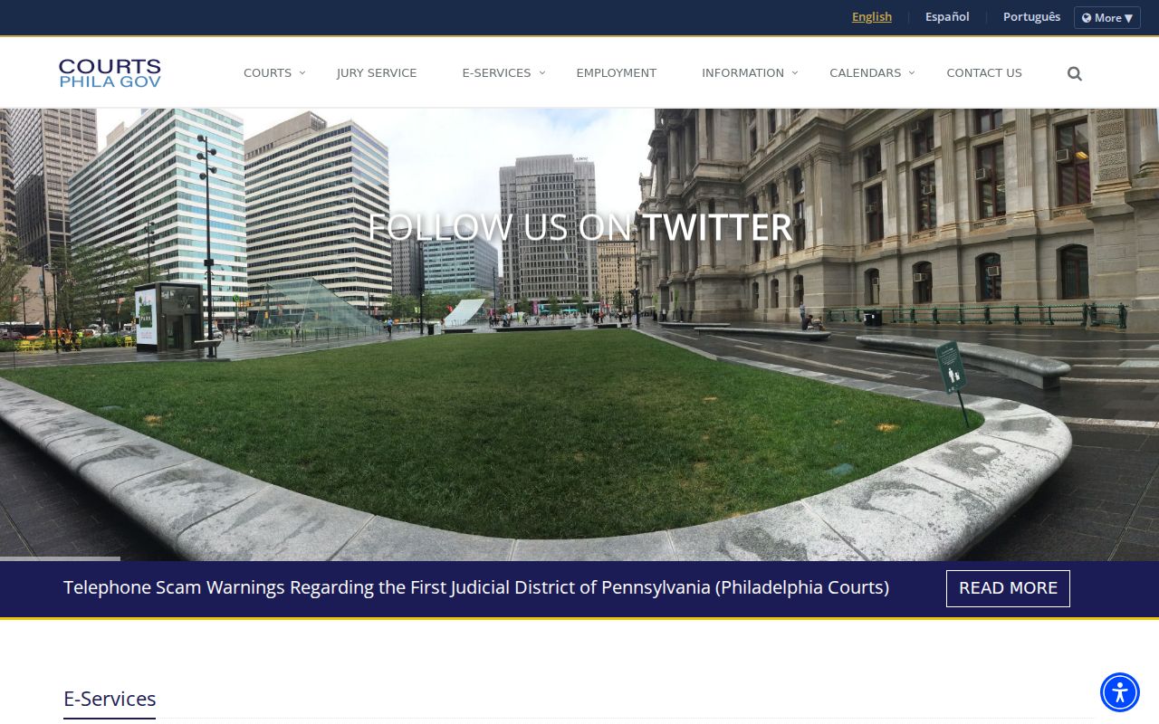 Philadelphia County First Judicial District criminal court records page