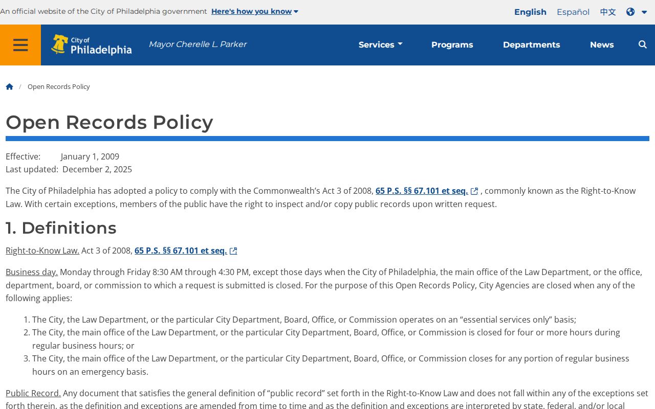 Philadelphia County criminal records open-records and Act 22 instructions