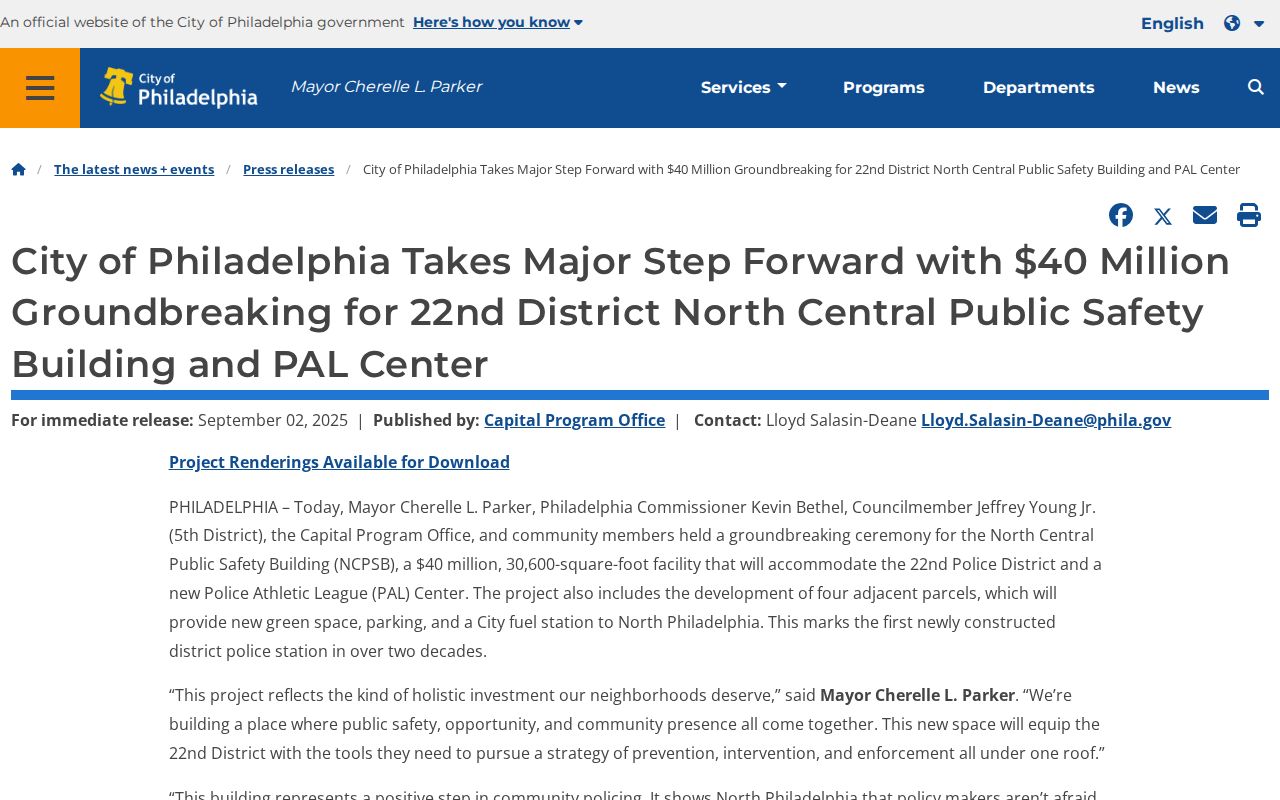 Philadelphia criminal records context at the new 22nd Police District building